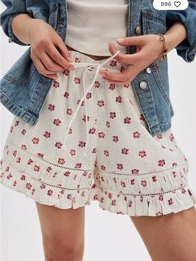 Free People Cambridge Printed Pull-On Shorts. NWOT